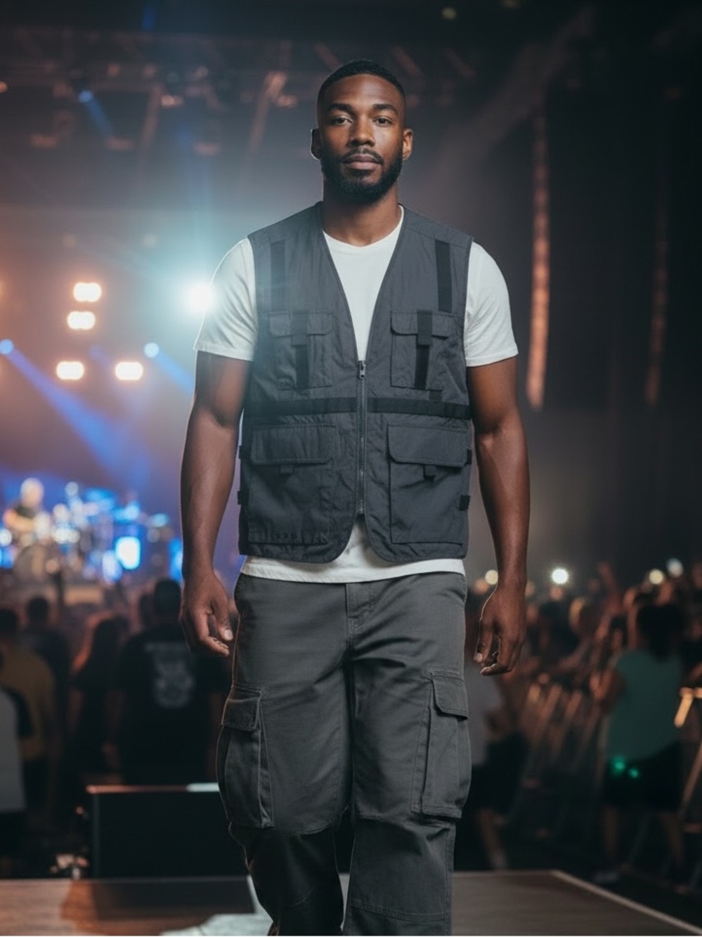 Hollister Utility Vest Black Cargo Pocket Zip Front Tactical Outdoor Vest Sz M